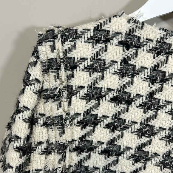 IRO Hope Houndstooth Blazer Wool Blend Lined Long Sleeve Jacket Black White US 8 - Picture 9 of 15